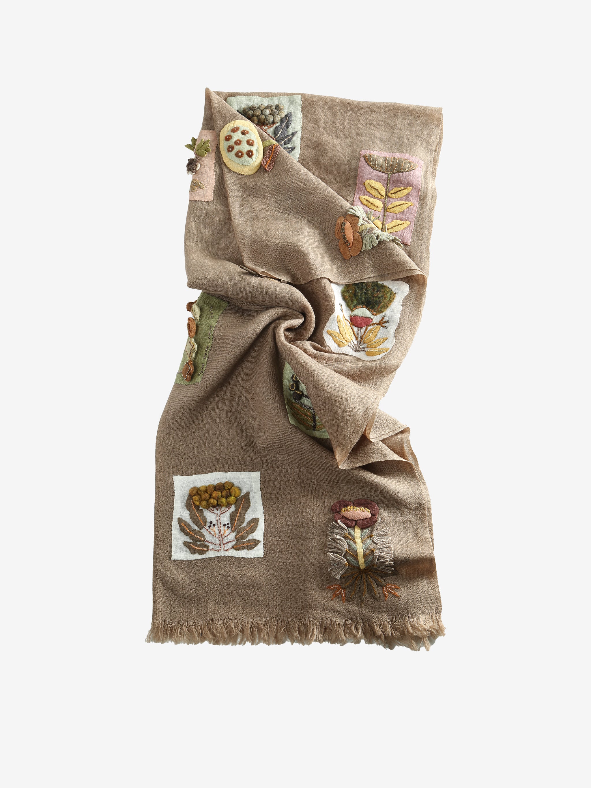 Tan scarves, front view