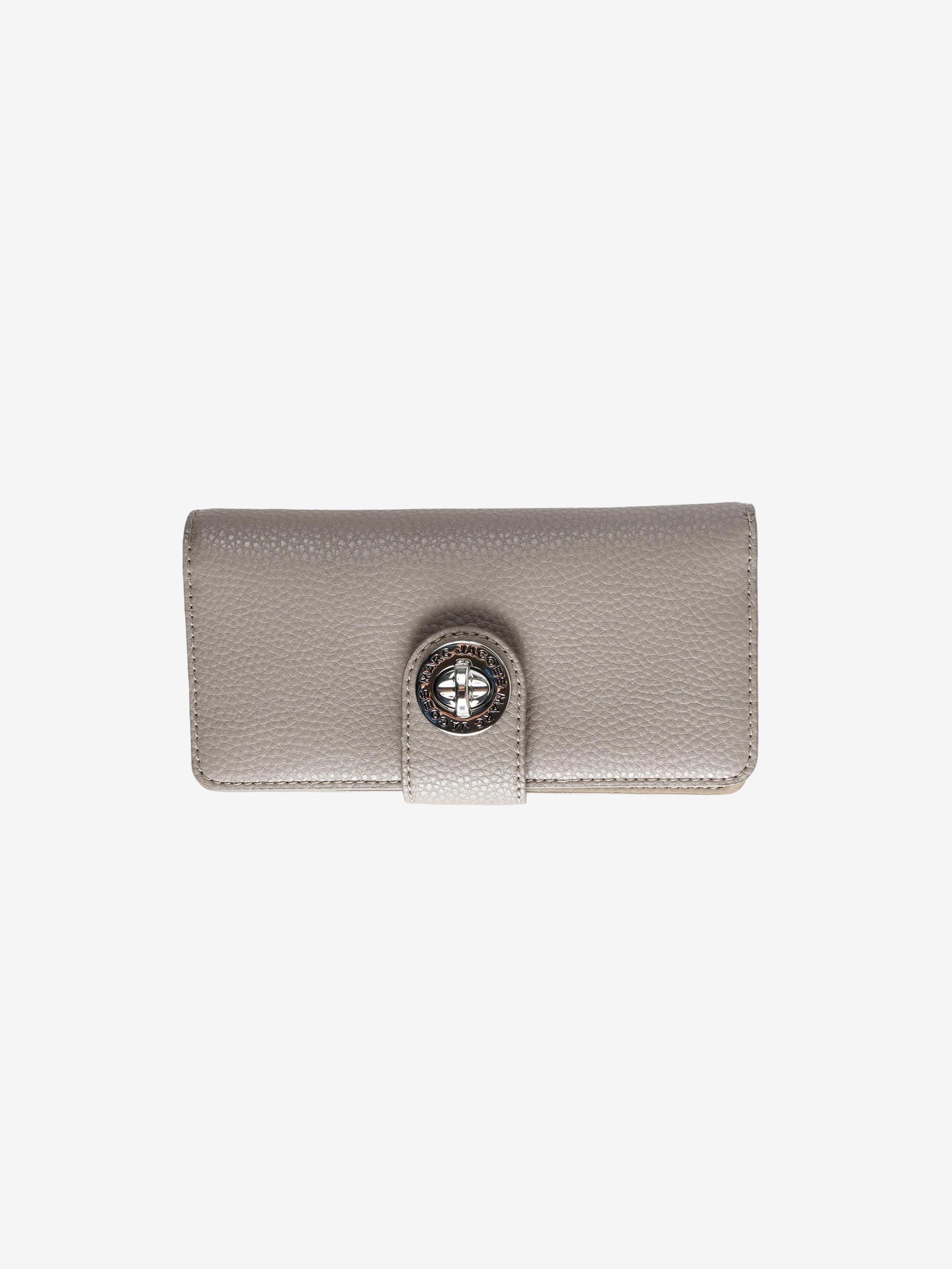 tan wallet, front view