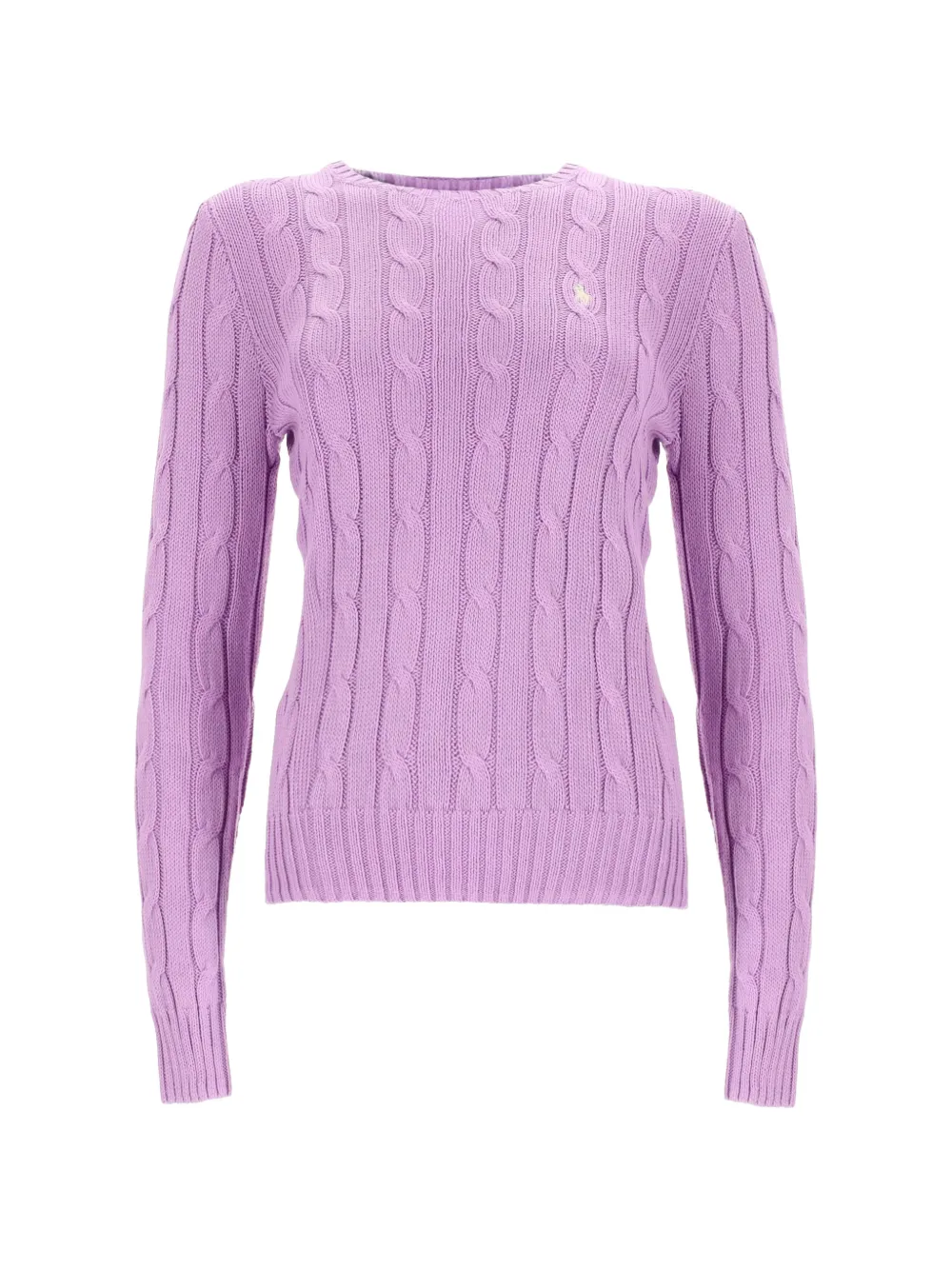 Purple knitwear, front view
